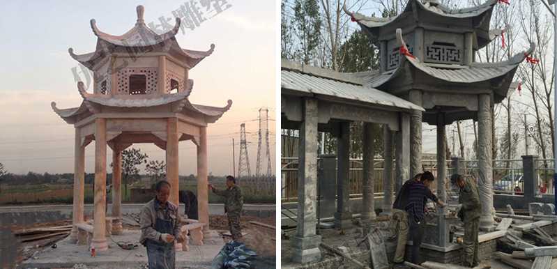 中式大理石涼亭安裝，石雕景觀亭子工廠，中式?jīng)鐾S家