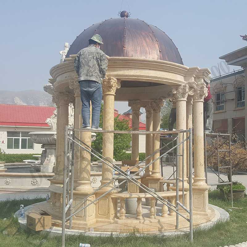 歐式大理石涼亭，石雕柱子亭子，石材景觀涼亭