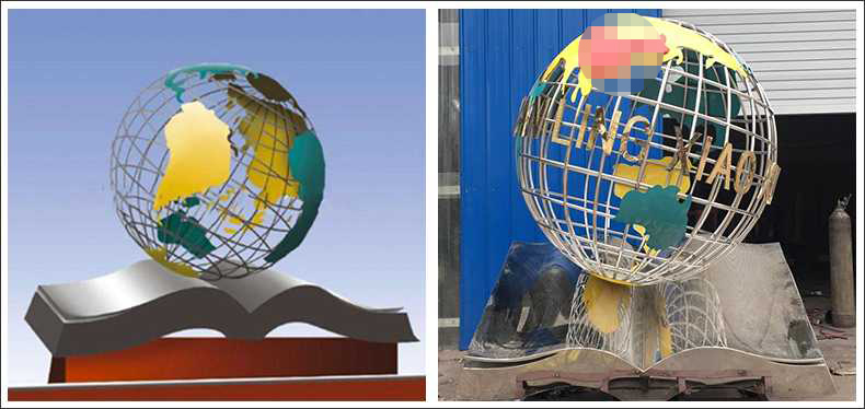 不銹鋼地球，景觀地球雕塑，學校地球儀擺件