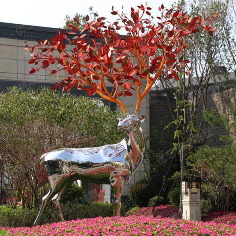 不銹鋼鹿，不銹鋼雕塑，不銹鋼鹿定制