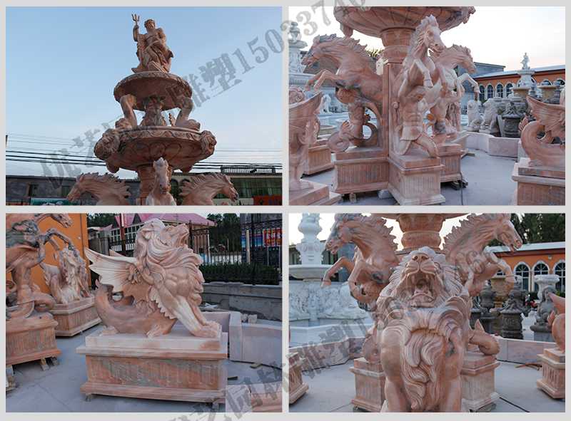 大理石景觀噴泉，石雕噴泉廠家，歐式人物動物噴泉