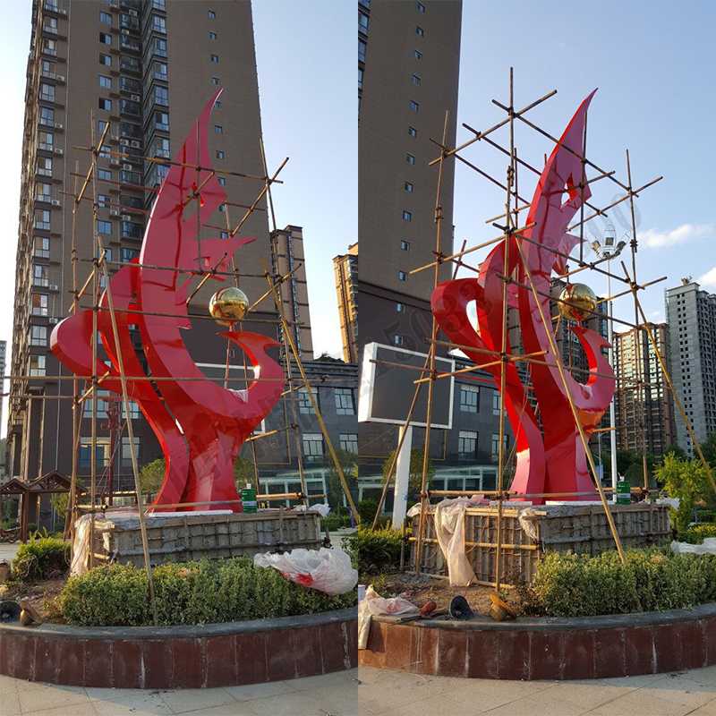 大型不銹鋼景觀雕塑，室外大型景觀雕塑，廣場不銹鋼標志