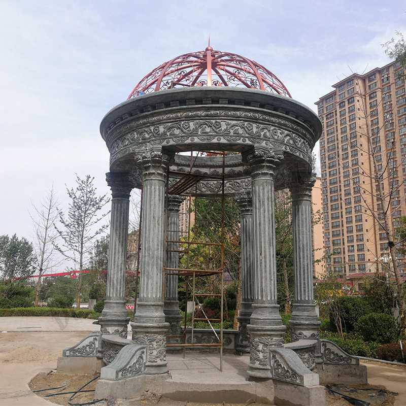 歐式景觀涼亭，小區(qū)花園休息亭子，石雕景觀亭子，綠色景觀涼亭1.jpg