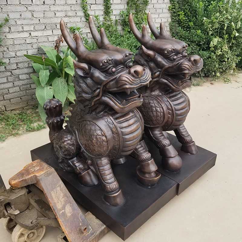 銅麒麟雕塑，銅麒麟擺件，鎮(zhèn)宅風(fēng)水麒麟